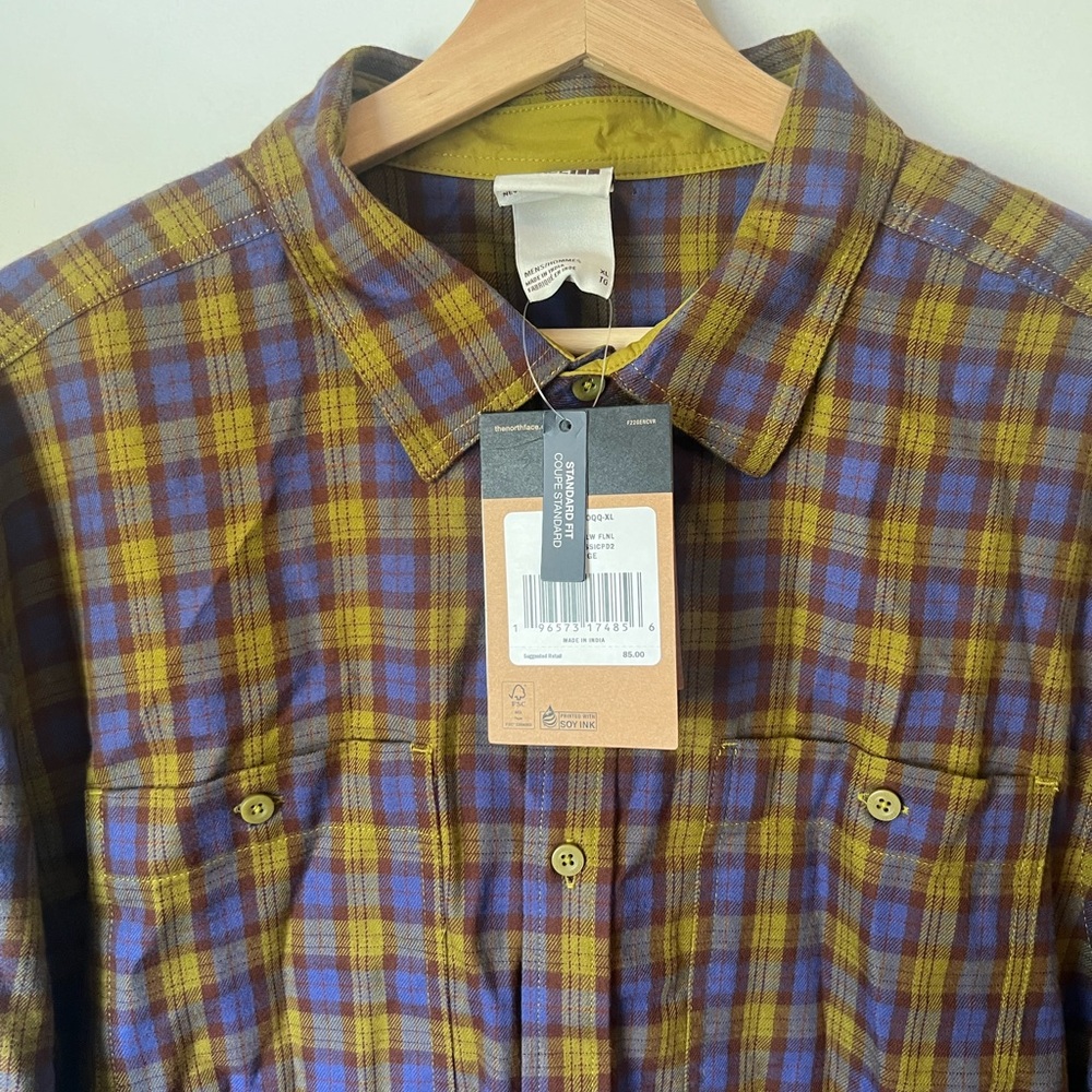 NWT The North Face long sleeve Plaid shirt XL